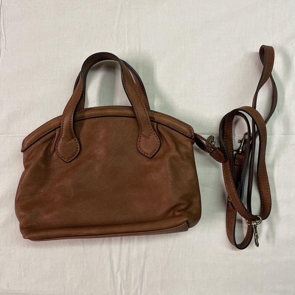 Floto Brown Leather Small Bag Zip Crossbody Strap Soft Made in Italy